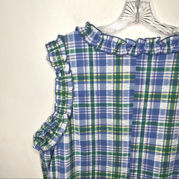 KIM ROGERS Sleeveless Seersucker Ruffled Shift Dress - Picture 11 of 16